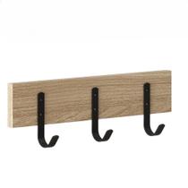 Cabideiro Simples Nogueira Com 3 Ganchos Preto Cabideiro Simples Nogueira Com 3 Ganchos Preto