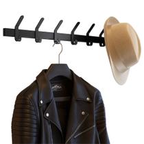 Cabideiro Suporte de Parede Organizador Brasforma Preto 6 Ganchos Robusto para Roupas Bonés Casaco Blusas Chaves