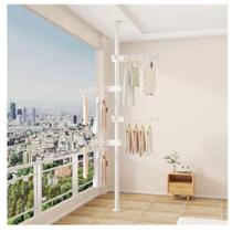 Cabideiro Vertical Cabideiro com 4 Braços Multiuso Altura Ajustável Rodízios Branco Top Rio