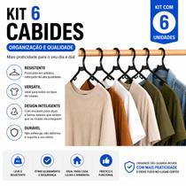 Cabides Adulto Plástico Reforçado Kit com 6 Unidades Multiuso Preto Cabides Adulto Plástico Reforçado Kit com 6 Unidades Multiuso Preto