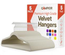 Cabides Campior de Veludo, 5 Unidades, Antiderrapantes, Capacidade de 5 kg Cabides Campior de Veludo, 5 Unidades, Antiderrapantes, Capacidade de 5 kg