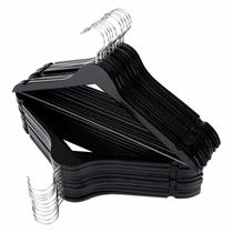 Cabides de madeira ELONG HOME Solid, pacote com 20, pretos para roupas