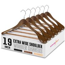 Cabides de madeira HOUSE DAY, ombro extra largo, 19", pacote com 6 Cabides de madeira HOUSE DAY, ombro extra largo, 19", pacote com 6