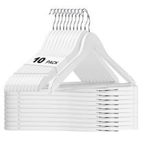 Cabides de madeira HOUSE DAY, pacote com 10, brancos com barra antiderrapante