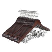 Cabides de madeira TOPIA HANGER com clipes ajustáveis, pacote com 20