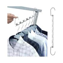 Cabides De Metal Multifuncionais De 37cm Com Gancho Mágico, Organizador De Guarda-Roupa Com 6 Furos