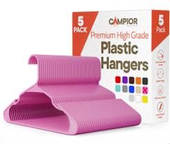 Cabides de Plástico Campior Kit com 5 Rosa Slim Reforçados Cabides de Plástico Campior Kit com 5 Rosa Slim Reforçados