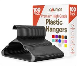 Cabides de plástico Campior, pacote com 100, cinza, slim e resistentes Cabides de plástico Campior, pacote com 100, cinza, slim e resistentes