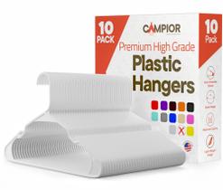 Cabides de plástico Campior White, pacote com 10 unidades, pesadas e finas, PP Cabides de plástico Campior White, pacote com 10 unidades, pesadas e finas, PP