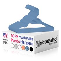 Cabides de plástico Closetselect, pacote com 30, azuis para crianças de 8 a 12 anos