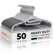 Cabides de plástico HOUSE DAY Grey, pacote com 50 unidades, Heavy Duty Cabides de plástico HOUSE DAY Grey, pacote com 50 unidades, Heavy Duty