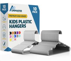 Cabides de Plástico para Crianças Lifemaster 30 cm com Entalhe nos Ombros, Kit com 10 Cabides de Plástico para Crianças Lifemaster 30 cm com Entalhe nos Ombros, Kit com 10