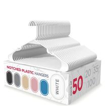 Cabides de plástico Sharpty, pacote com 50, finos, que economizam espaço, brancos Cabides de plástico Sharpty, pacote com 50, finos, que economizam espaço, brancos