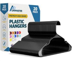 Cabides de roupa Lifemaster Plastic Heavy Duty, conjunto de 20 pretos