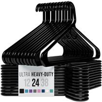Cabides de roupa NEATERIZE Ultra Heavy Duty Plastic Black, pacote com 24