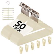 Cabides de roupa VECELO Heavy Duty Velvet, pacote com 50, bege claro Cabides de roupa VECELO Heavy Duty Velvet, pacote com 50, bege claro