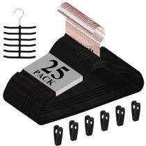 Cabides de roupa VECELO Velvet, antiderrapantes, pacote com 25, pretos Cabides de roupa VECELO Velvet, antiderrapantes, pacote com 25, pretos