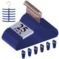 Cabides de roupa VECELO Velvet Heavy Duty, pacote com 25, azuis