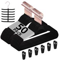 Cabides de roupa VECELO Velvet Heavy Duty, pacote com 50, pretos