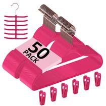 Cabides de roupa VECELO Velvet Heavy Duty, pacote com 50, rosa vermelha
