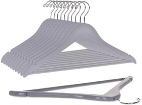 Cabides de roupas, cabides de qualidade, conjunto de 10 cabides de madeira curvada, cinza Cabides de roupas, cabides de qualidade, conjunto de 10 cabides de madeira curvada, cinza