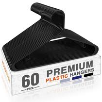 Cabides de roupas HOUSE DAY Black Plastic, pacote com 60 ganchos antiderrapantes
