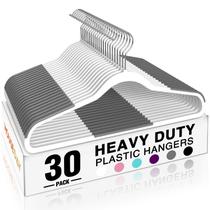 Cabides de roupas HOUSE DAY Heavy Duty Plastic, pacote com 30 unidades, brancos