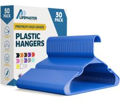 Cabides de roupas Lifemaster Plastic Heavy Duty Blue, pacote com 50