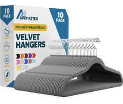 Cabides de roupas Lifemaster Velvet com gancho giratório de 360 de 10 kg Cabides de roupas Lifemaster Velvet com gancho giratório de 360 de 10 kg