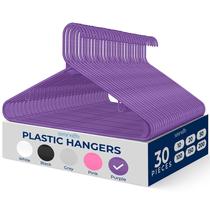 Cabides de roupas SereneLife, pacote com 30, plástico roxo, antiderrapante Cabides de roupas SereneLife, pacote com 30, plástico roxo, antiderrapante