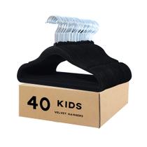 Cabides de roupas veeyidd Kids Velvet Non-Slip Black, pacote com 40 Cabides de roupas veeyidd Kids Velvet Non-Slip Black, pacote com 40