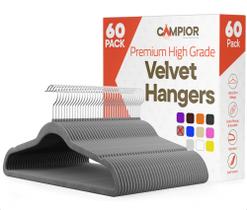 Cabides de Veludo Campior, 60 Unidades, Antiderrapantes, Capacidade de 5 kg