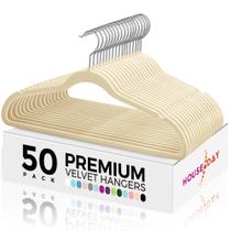 Cabides de veludo HOUSE DAY Premium, pacote com 50, antiderrapantes, bege