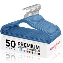 Cabides de veludo HOUSE DAY Premium, pacote com 50, azuis antiderrapantes