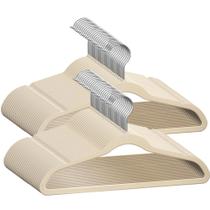 Cabides de veludo para crianças TechZoo 50 Premium 36 cm, antiderrapantes, marfim
