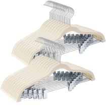 Cabides de veludo Ulimart, pacote com 36, bege com clipes ajustáveis