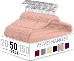Cabides de Veludo Utopia Home Pacote com 50 Unidades Antideslizantes Gancho 360 Rosa