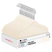 Cabides infantis de veludo HOUSE DAY, 14 polegadas, pacote com 50, bege