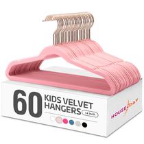 Cabides infantis de veludo HOUSE DAY, pacote com 60 unidades, rosa blush