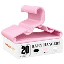 Cabides para bebês HOUSE DAY Plastic, pacote com 20 unidades, armário rosa, economizando espaço