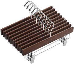 Cabides para calças de madeira AMKUFO 20 unidades de madeira maciça de nogueira
