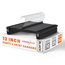 Cabides para calças e saias HOUSE DAY, pretos, 12 polegadas, pacote com 50