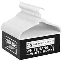 Cabides para roupas Fontaines Luxury Kid's White Velvet Felt, pacote com 50