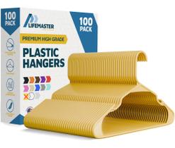 Cabides para roupas Lifemaster Plastic Heavy Duty, pacote com 100 unidades, amarelos