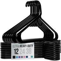 Cabides para roupas NEATERIZE Ultra Heavy Duty Plastic Black, pacote com 12