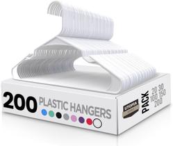 Cabides para roupas Utopia Home, pacote com 200, plástico durável, branco
