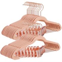 Cabides SONGMICS com Clipes - Pacote com 24 Unidades em Rosa Claro