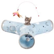 Cabine Cat Tunnel Love, grande sol azul dobrável de 3 vias Cabine Cat Tunnel Love, grande sol azul dobrável de 3 vias