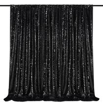 Cabine fotográfica com glitter com pano de fundo de lantejoulas QueenDream Black de 2,4 m x 2,4 m