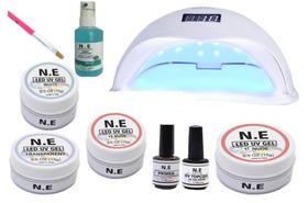 Cabine Sun5 Led Kit 4 Gel Primer Topcoat Pincel Prep 48w - New Earth - NE